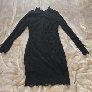 H&M black lacy long sleeve bodycon dress